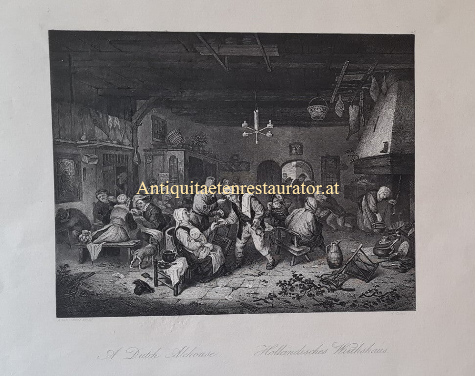 Holländisches Wirtshaus, Stahlstich nach Ostade