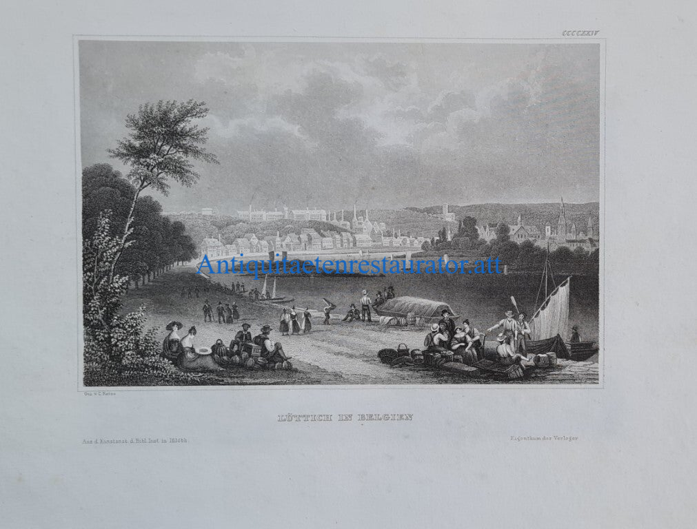 Belgien, Lüttich Stahlstich  von Reiss