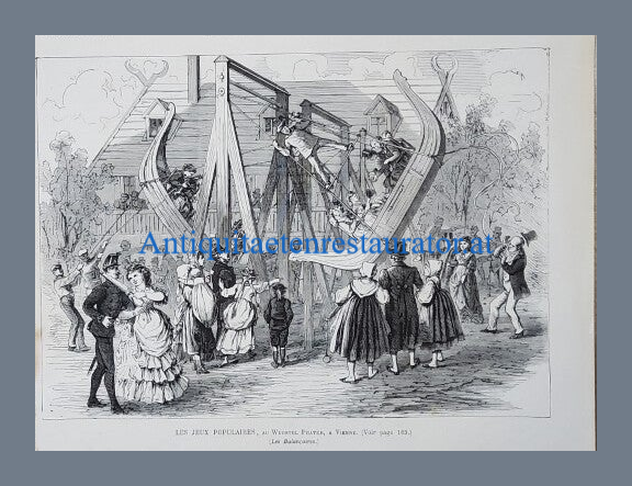 Wien, Wurstel Prater Schaukel, Holzstich