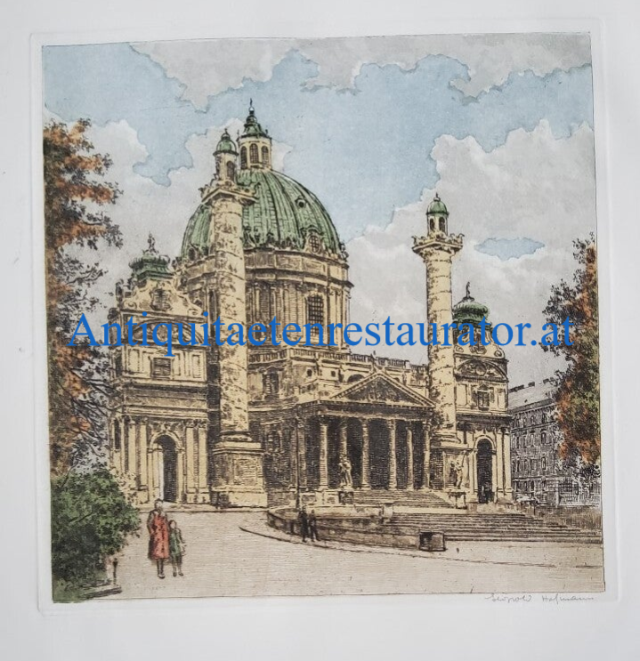 Wien, Karlskirche Radierung Leopold Hofmann
