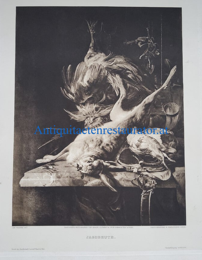 Jagdbeute, Jagdstilleben Photogravure