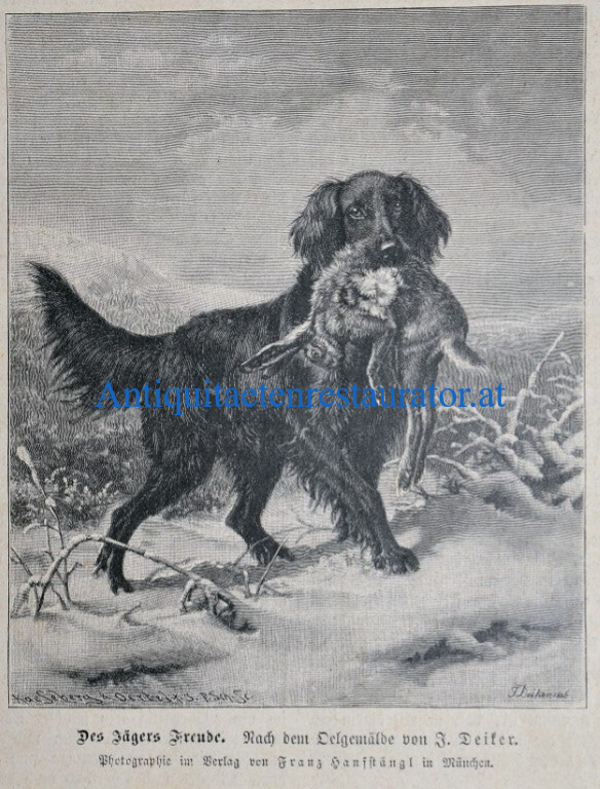 Jagdhund mit Beute Bild als digitaler Download Stockfoto