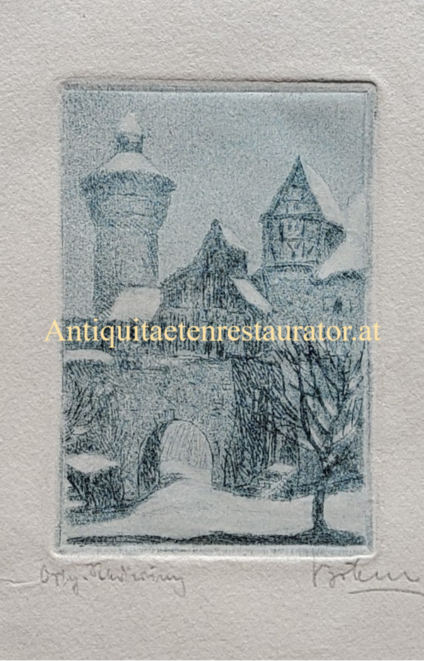Nürnberg Sinwellturm Radierung