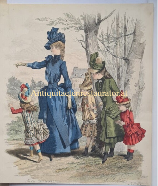 Kinder und Damenmode um 1880