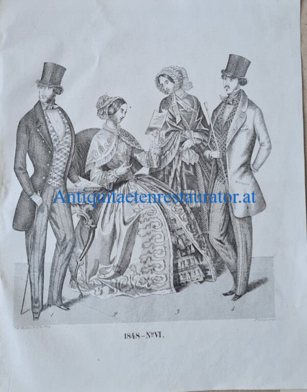 Modenblatt 1848 mit 2 Herren