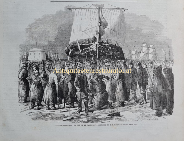Russland, Kronstadt, Schiffe von Packeis befreien