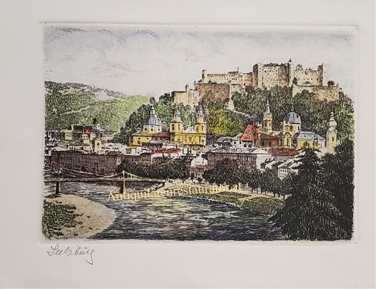 Salzburg Farbradierung