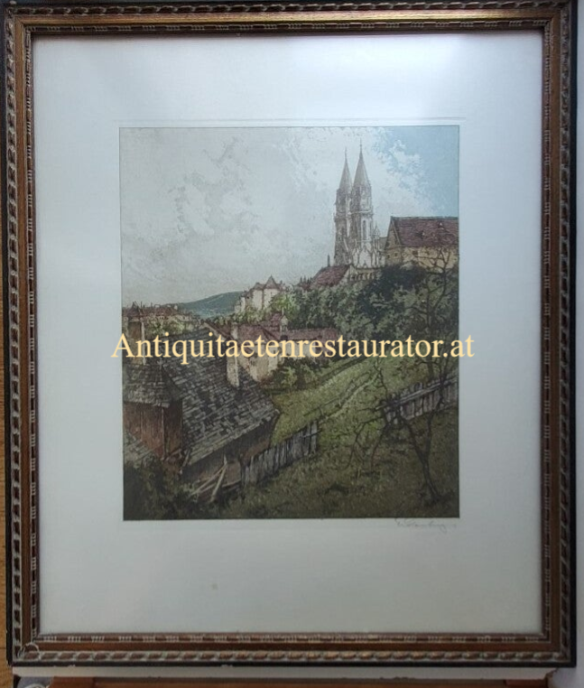 Klosterneuburg, Farbradierung Josef Eidenberger