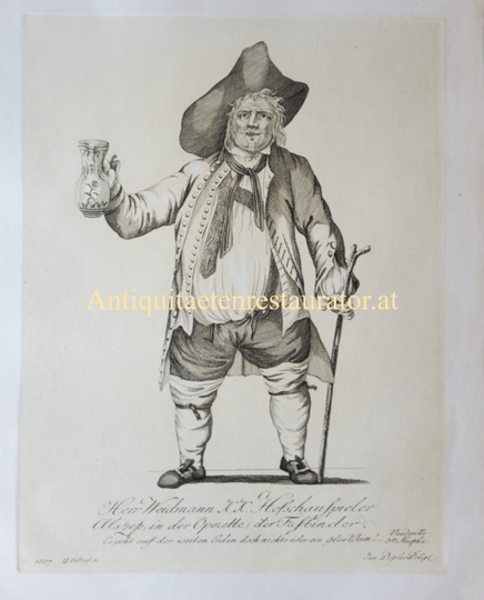 Herr Weidmann (Hofschauspiel) weissgehöhter Kupferstich-Manier von Poeltzl