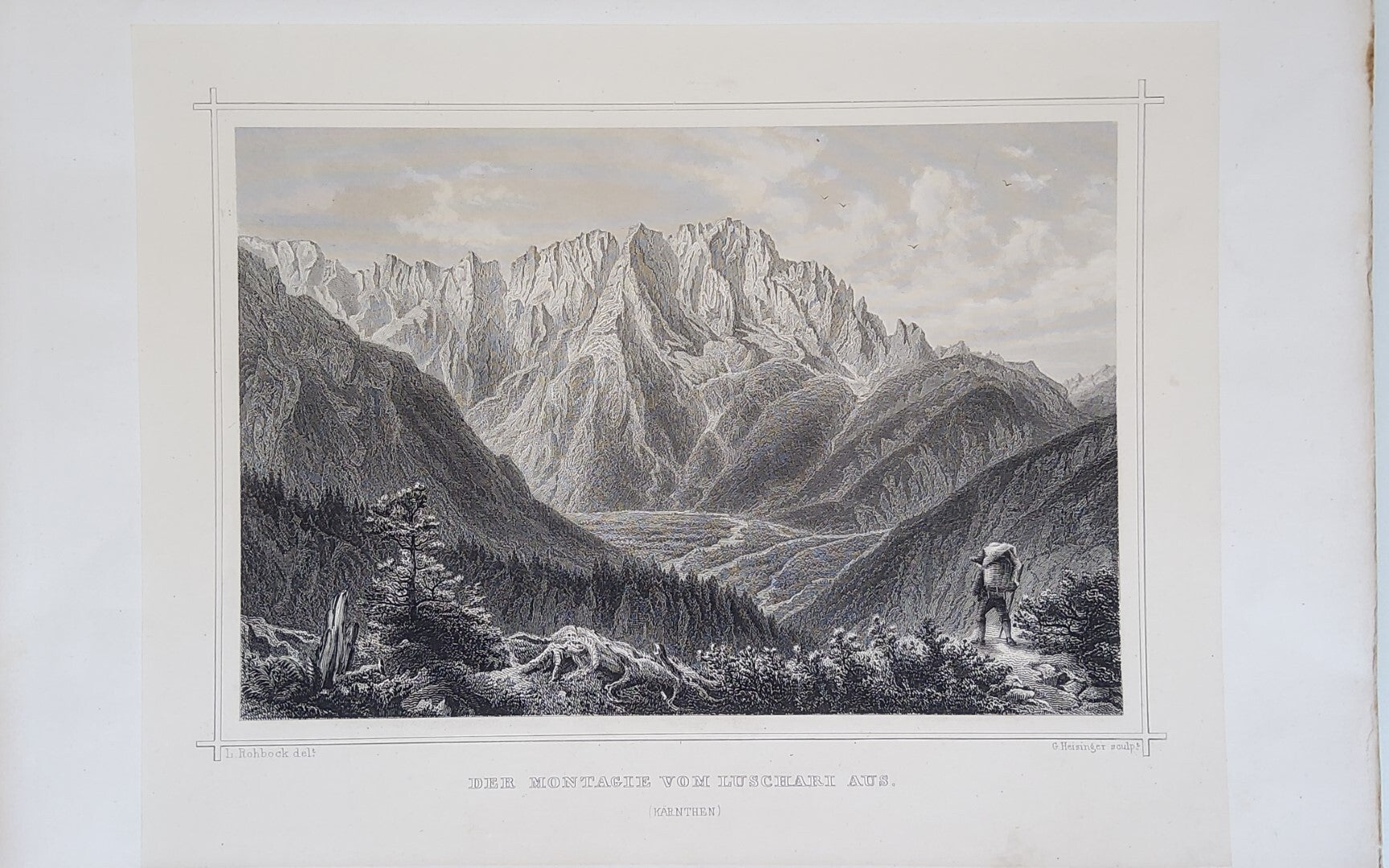 Kärnten der Monagie vom Luschari aus Stahlstich