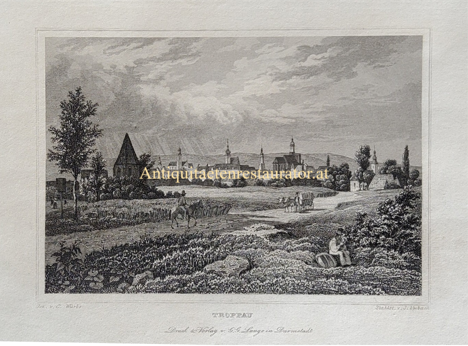 Tschechien, Troppau , Stahlstich von Umbach