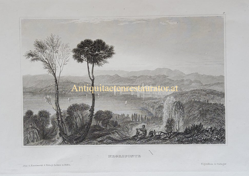 Griechenland, Negroponte (Insel Euböa) Stahlstich