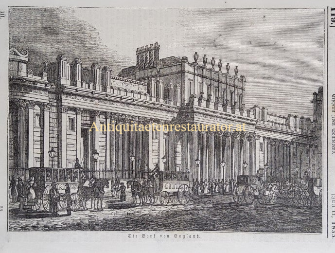 England, London, Die Bank von England, Holzstich
