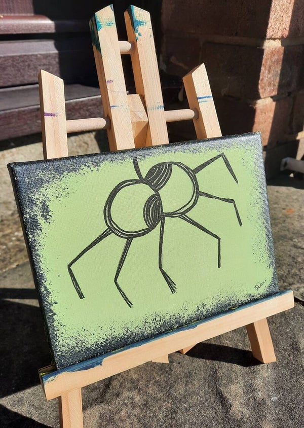Original Hand-Painted Quirky Spider Canvas Art