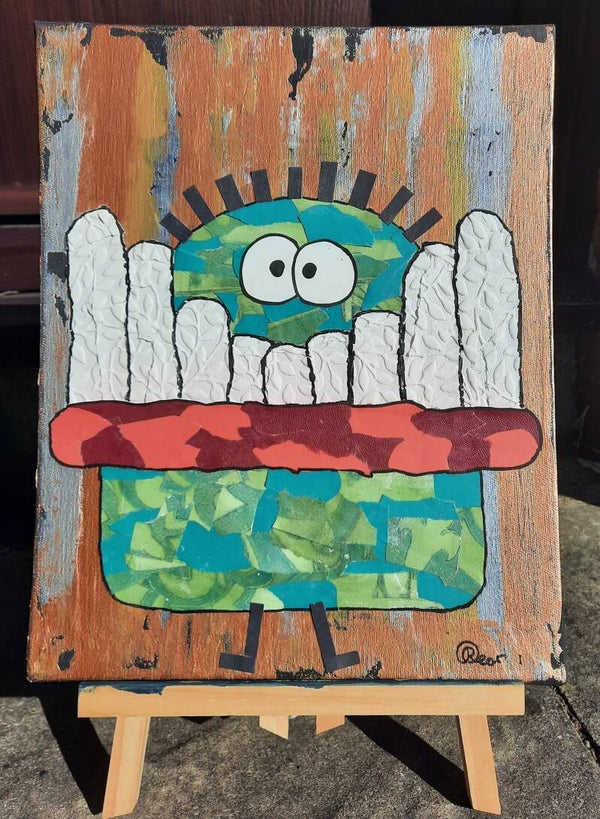 The Monster Club | Morris | Canvas collage original artwork