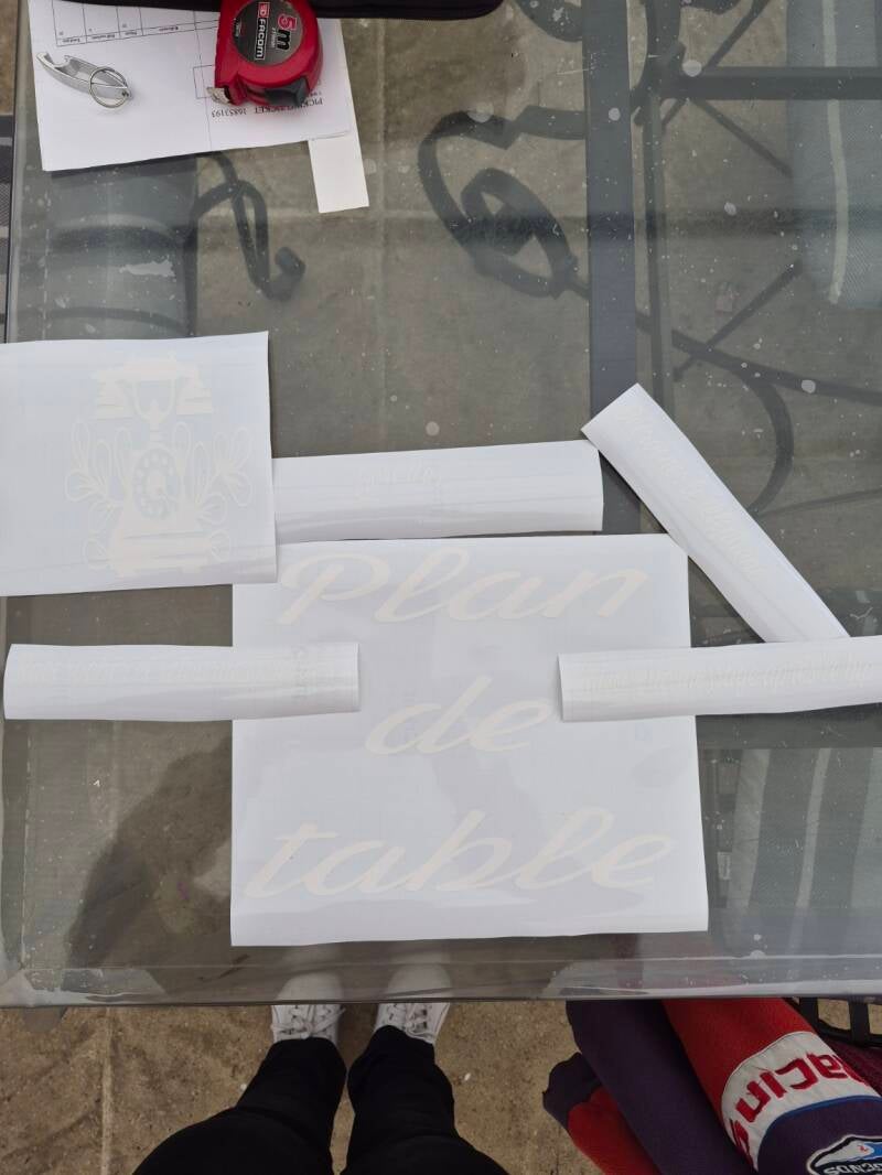 Stickers plan de table blanc personnalisé