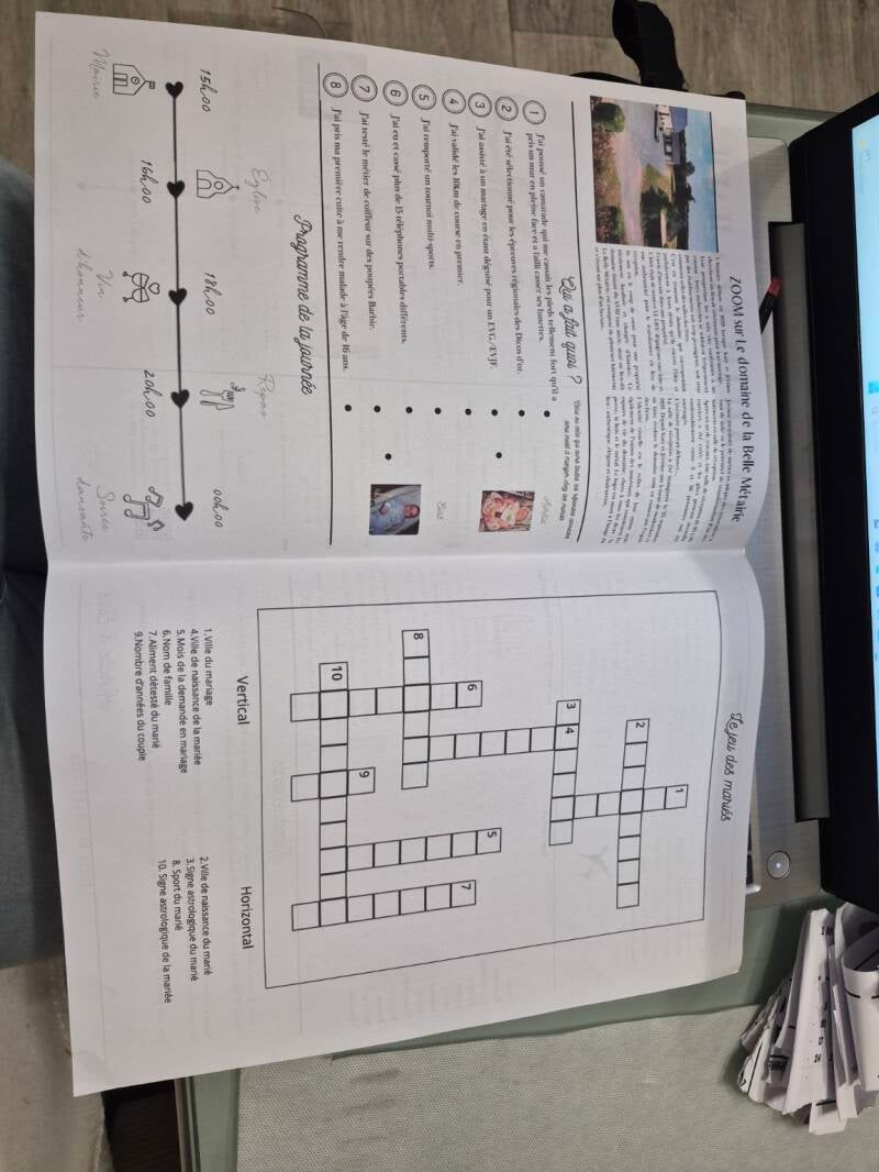 Gazette des mariés — programme, anecdotes et jeux