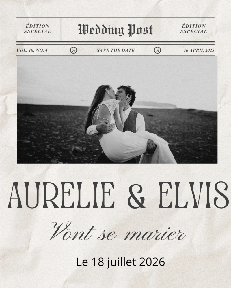 Faire-part de mariage façon journal