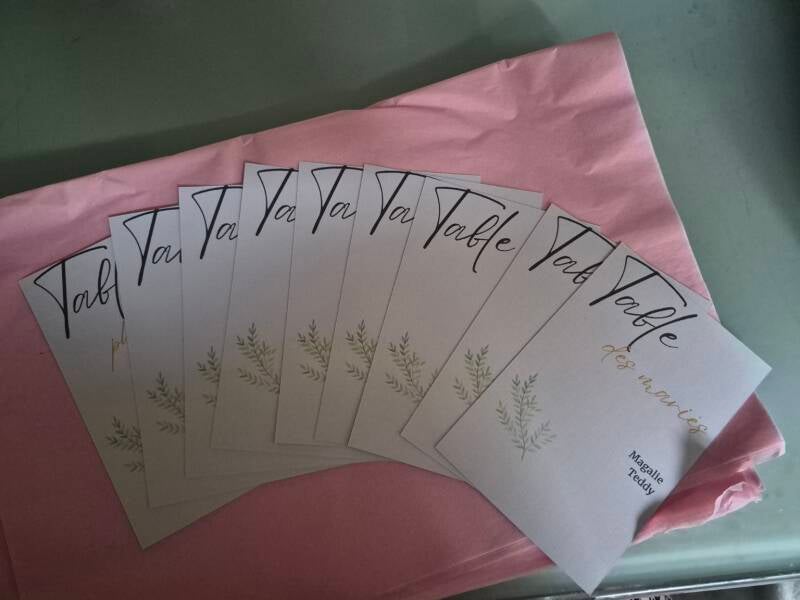 Cartons de table de mariage au motif végétal