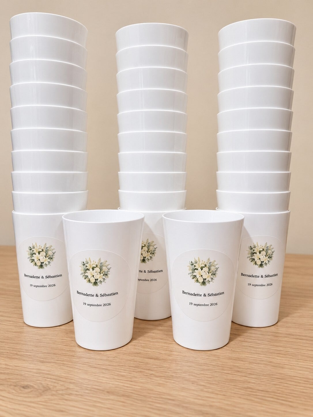 Gobelets de mariage personnalisés — thème floral