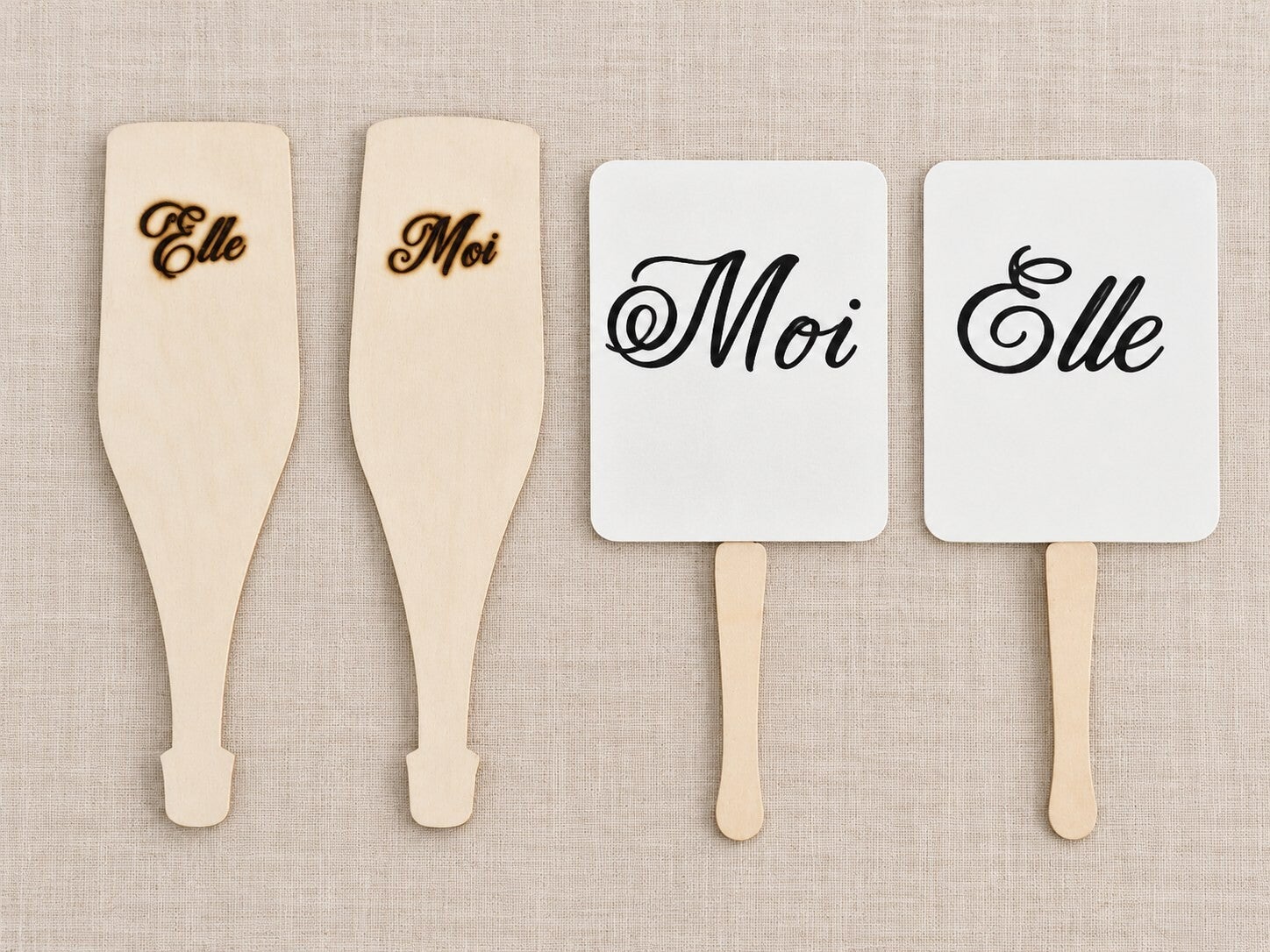 Pancartes personnalisées pour le jeu Elle et Moi