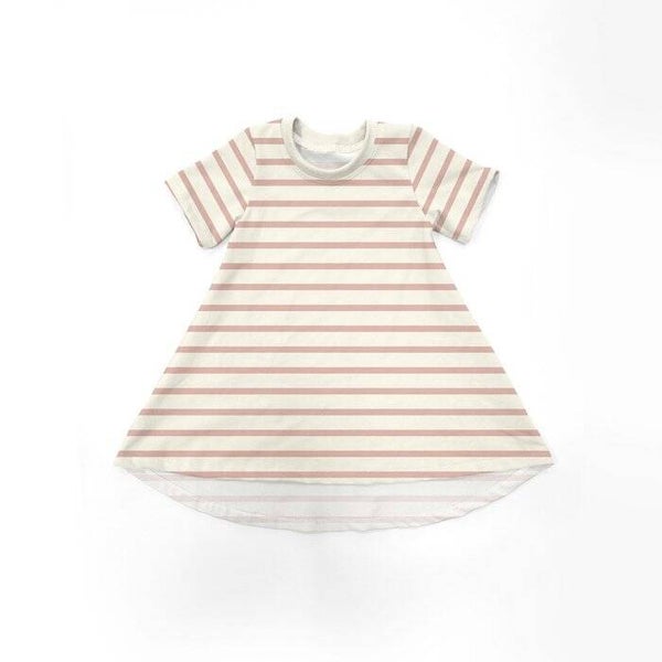 JF | Jurk. swingjurk strepen dromerige roos