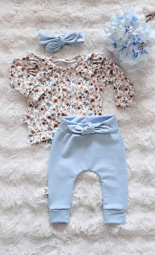 Little adventure -  Setje Ruffle Bloemen Blauw