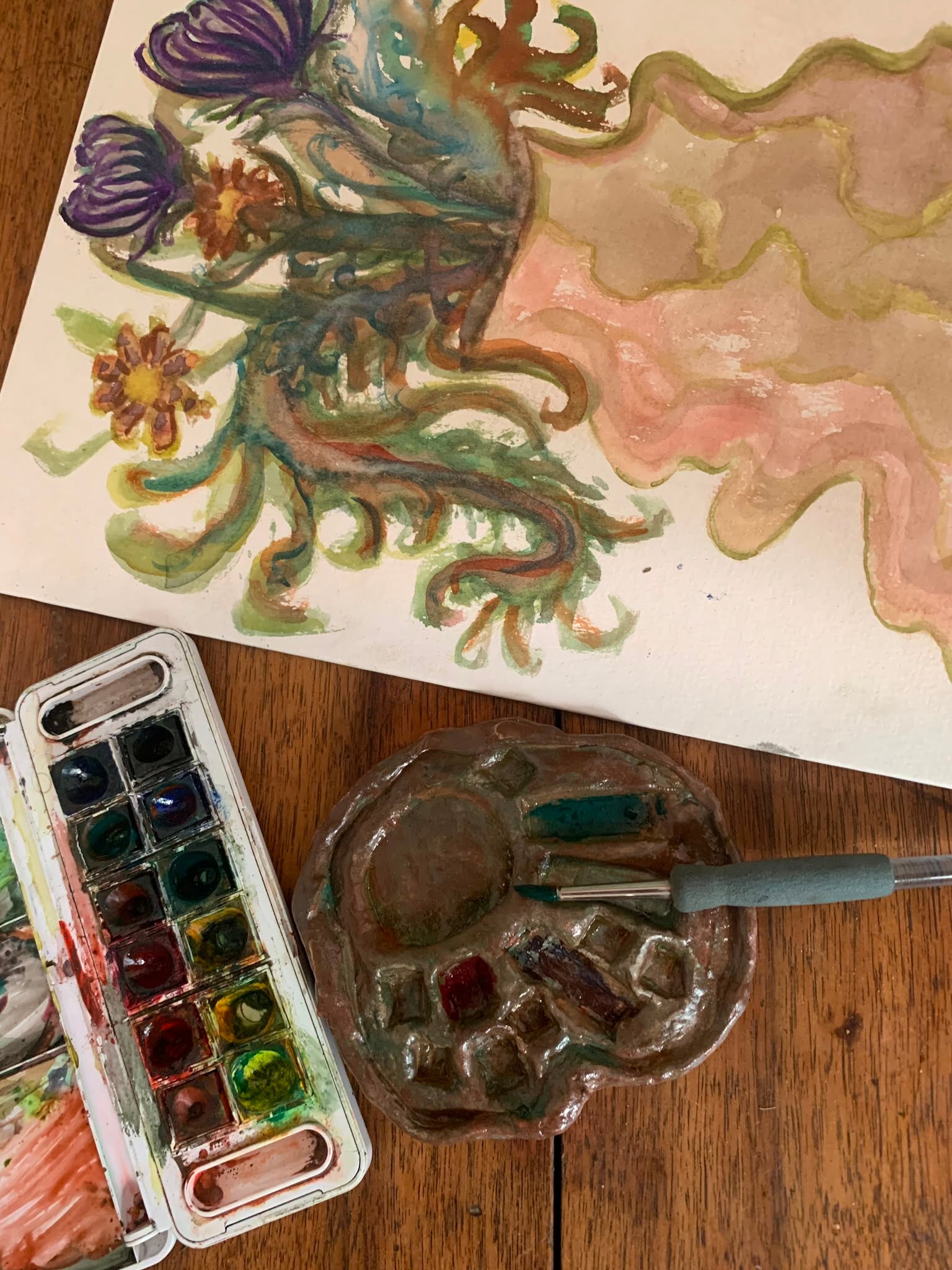 Palette de peinture en argile vernis