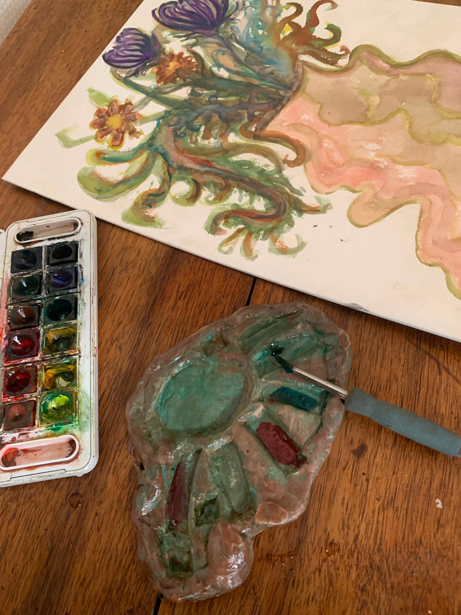 Palette de peinture en argile vernis
