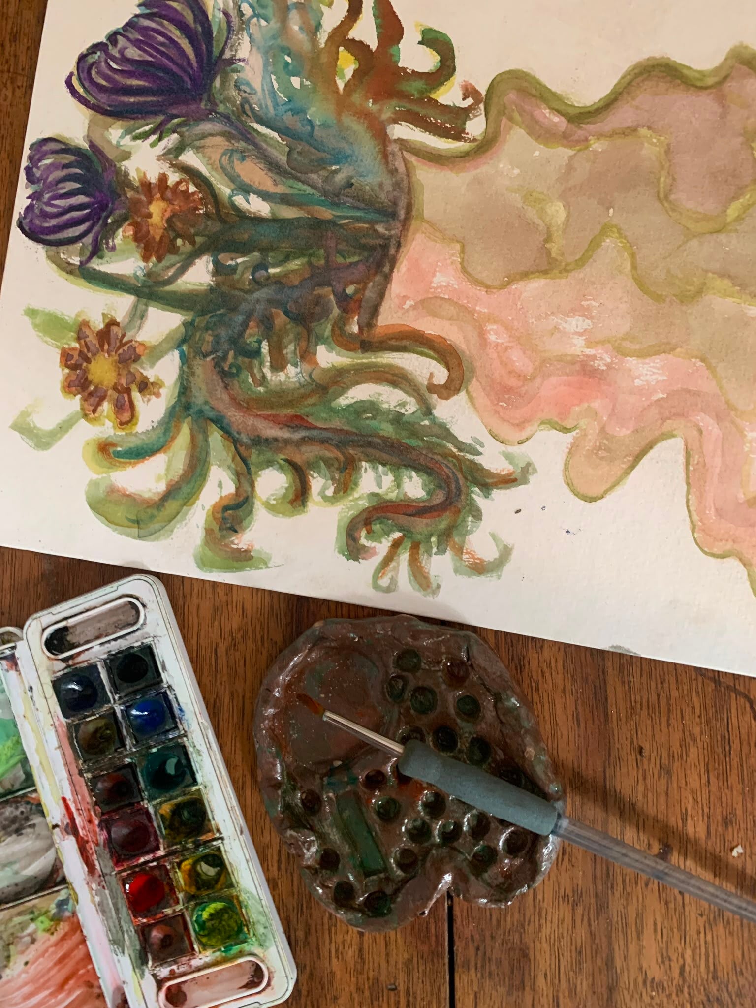 Palette de peinture en argile vernis
