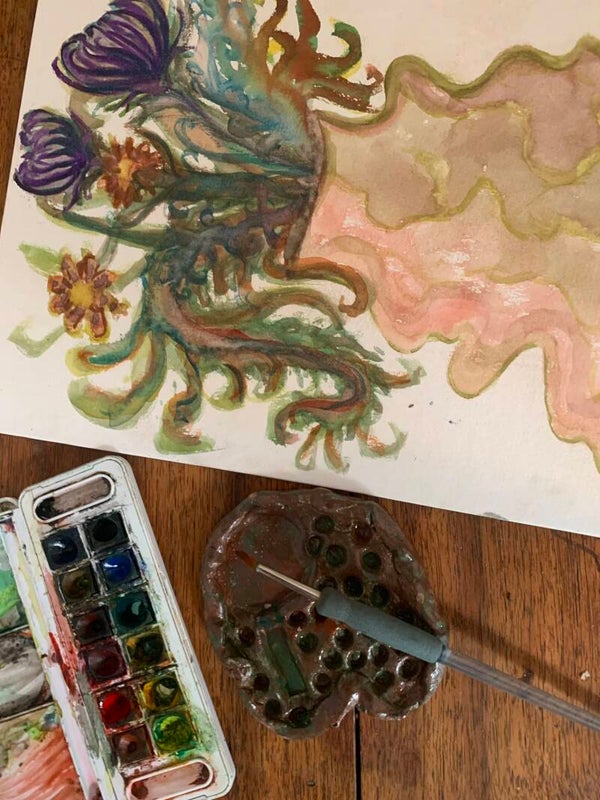 Palette de peinture en argile vernis