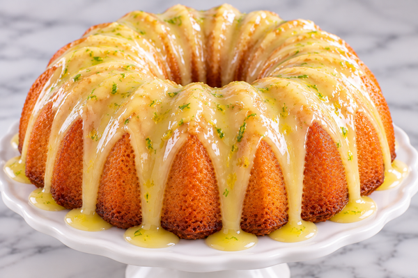 7 UP Pound Cake w/ Lemon Lime Glaze