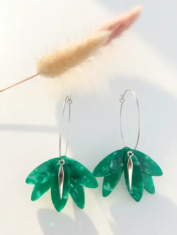 Boucles d'oreilles Créoles NORAH - Feuilles Bohèmes | Bijoux by Madéa