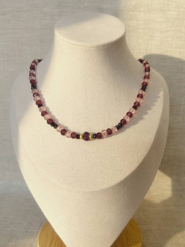 Collier Violette – Améthyste, Rose, Topaze