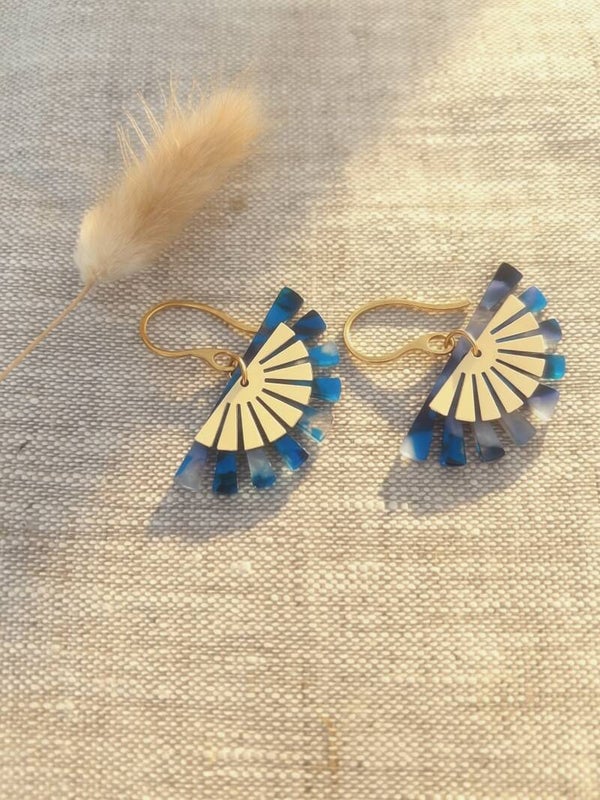 Boucles Demi soleil blanc et bleu