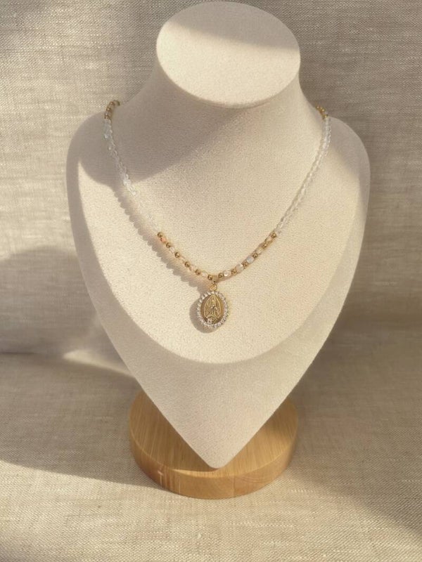 Collier Vierge Marie – Médaille Zirconium