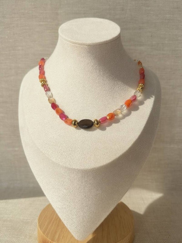 Collier Lola – Pierre de Lune, Quartz Fumé