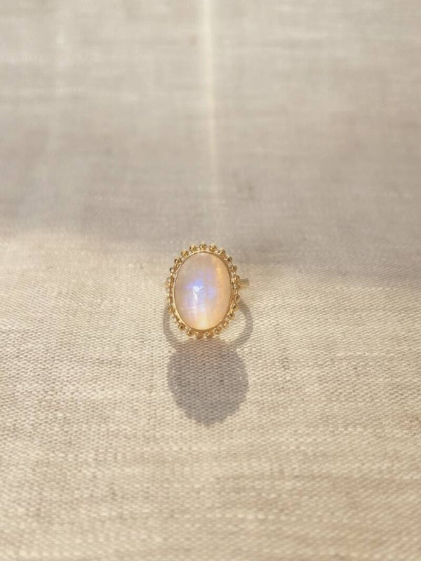 Bague Romy – Pierre de Lune & Contour Diamanté