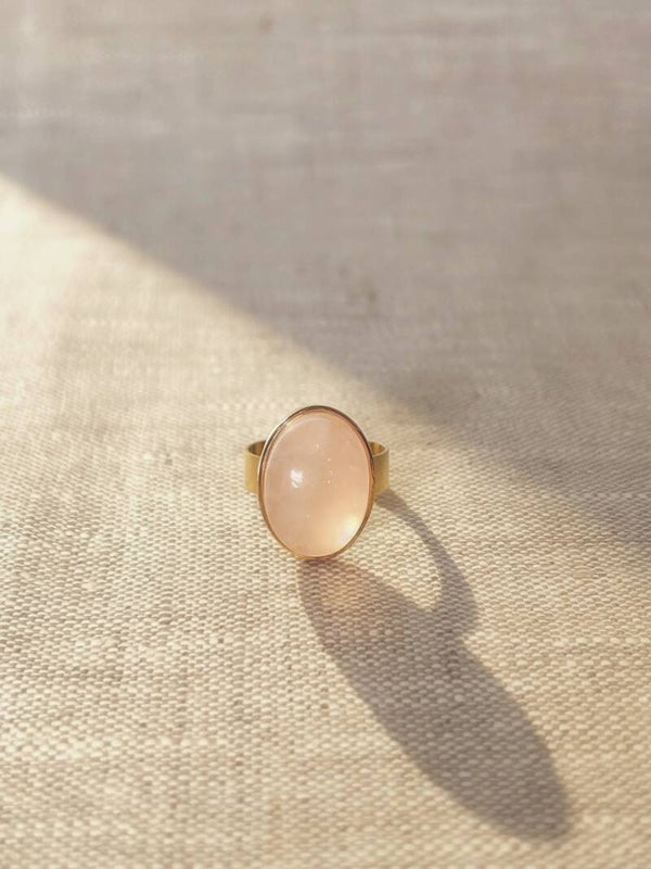 Bague Maddie - Quartz Rose Acier Inoxydable Doré