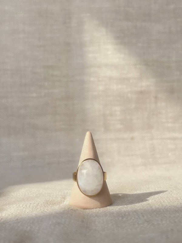 Bague Maddie - Pierre de Lune Acier Inoxydable Ajustable