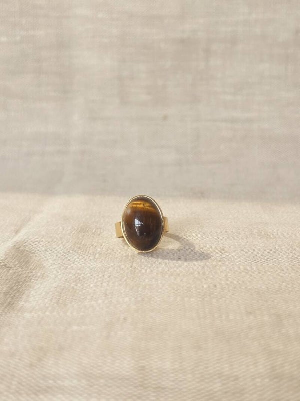 Bague Maddie – Œil de Tigre & Reflets Dorés