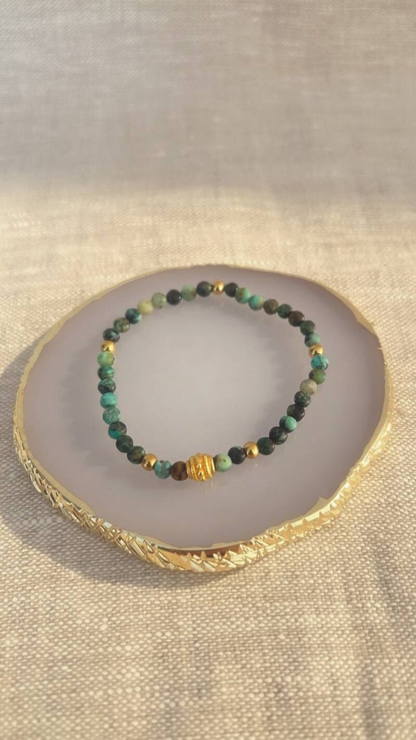 Bracelet LEA - Turquoise Africaine & Or Fin 24K