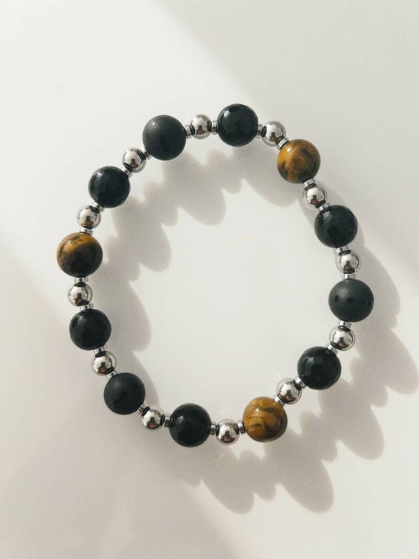 Bracelet Homme Wild Man - Onyx Noir & Œil de Tigre