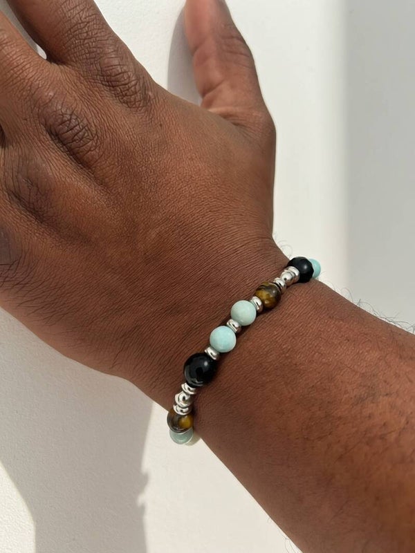 Bracelet Homme LAGUNA MAN - Amazonite, Onyx & Œil de Tigre