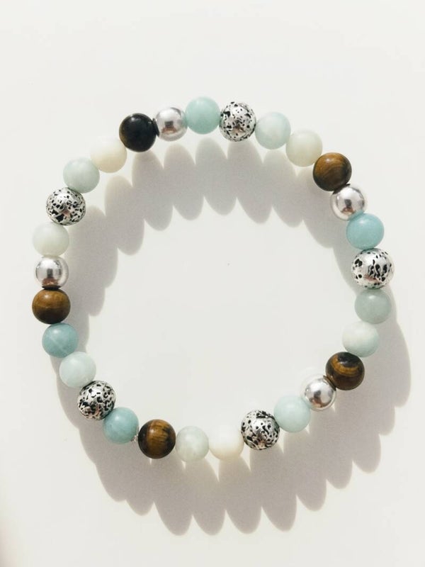 Bracelet Homme Aloha - Amazonite et Œil de Tigre