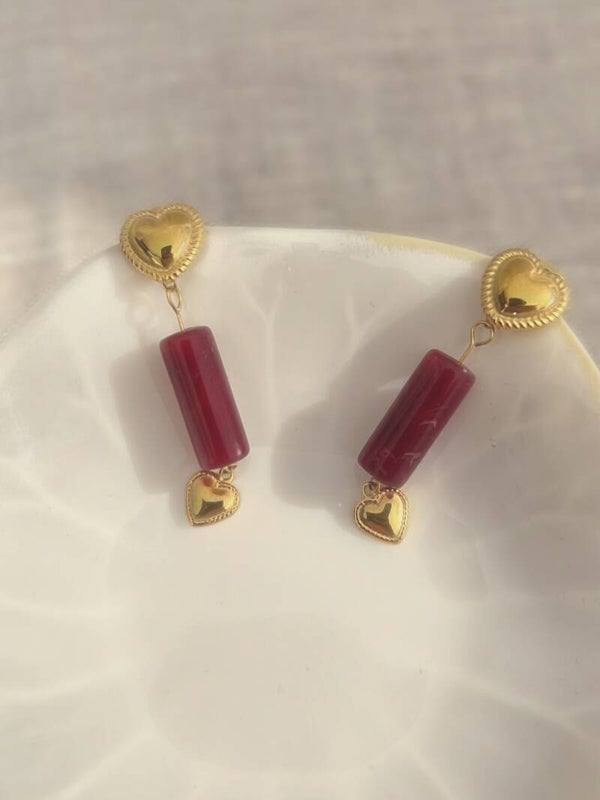 Boucles Ariel – Élégance Cœur Grenat