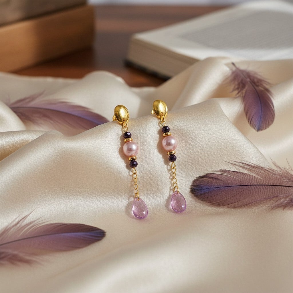 Boucles d'oreilles Charme "Brume Céleste" N°2