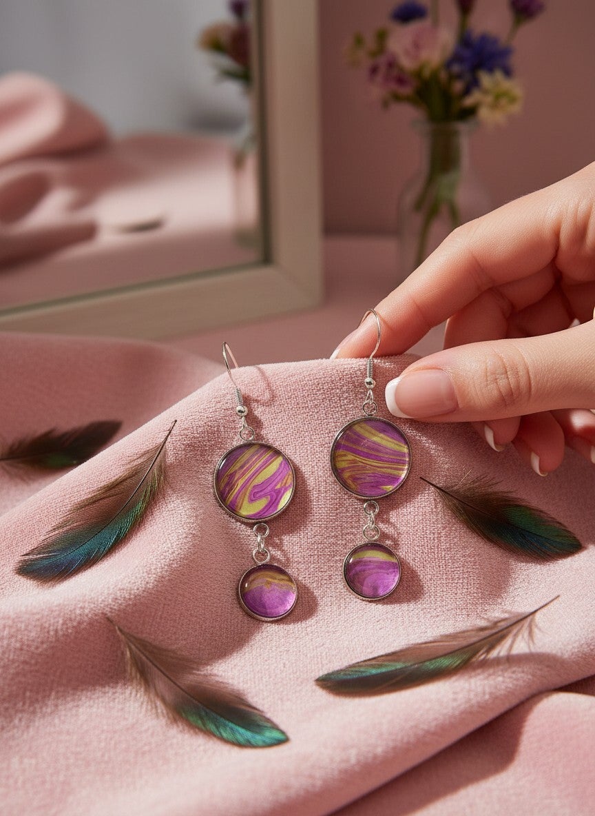 Boucle d'oreille Art "Brume Céleste" boc209