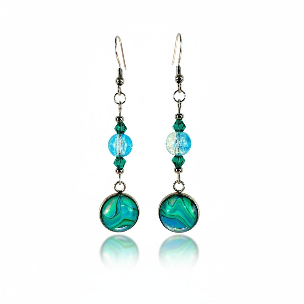 boucle d'oreille art aurore boreale