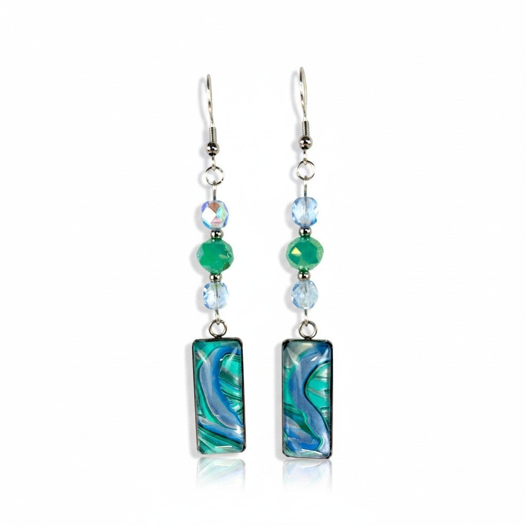 boucle d'oreille art aurore boreale 